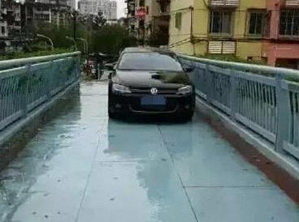 Driver parks on overpass