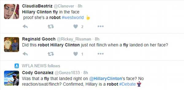 網(wǎng)友炸了：蒼蠅落在臉上也無感，希拉里是機(jī)器人？